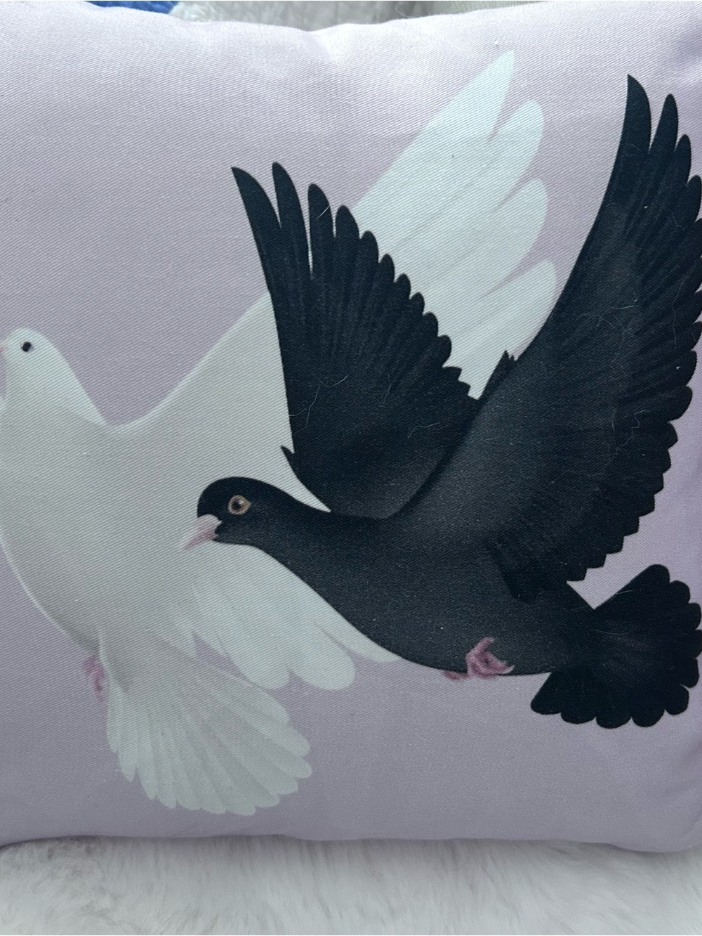 Decorative Pillow featuring Prince’ iconic doves. Print Pillow - light purple